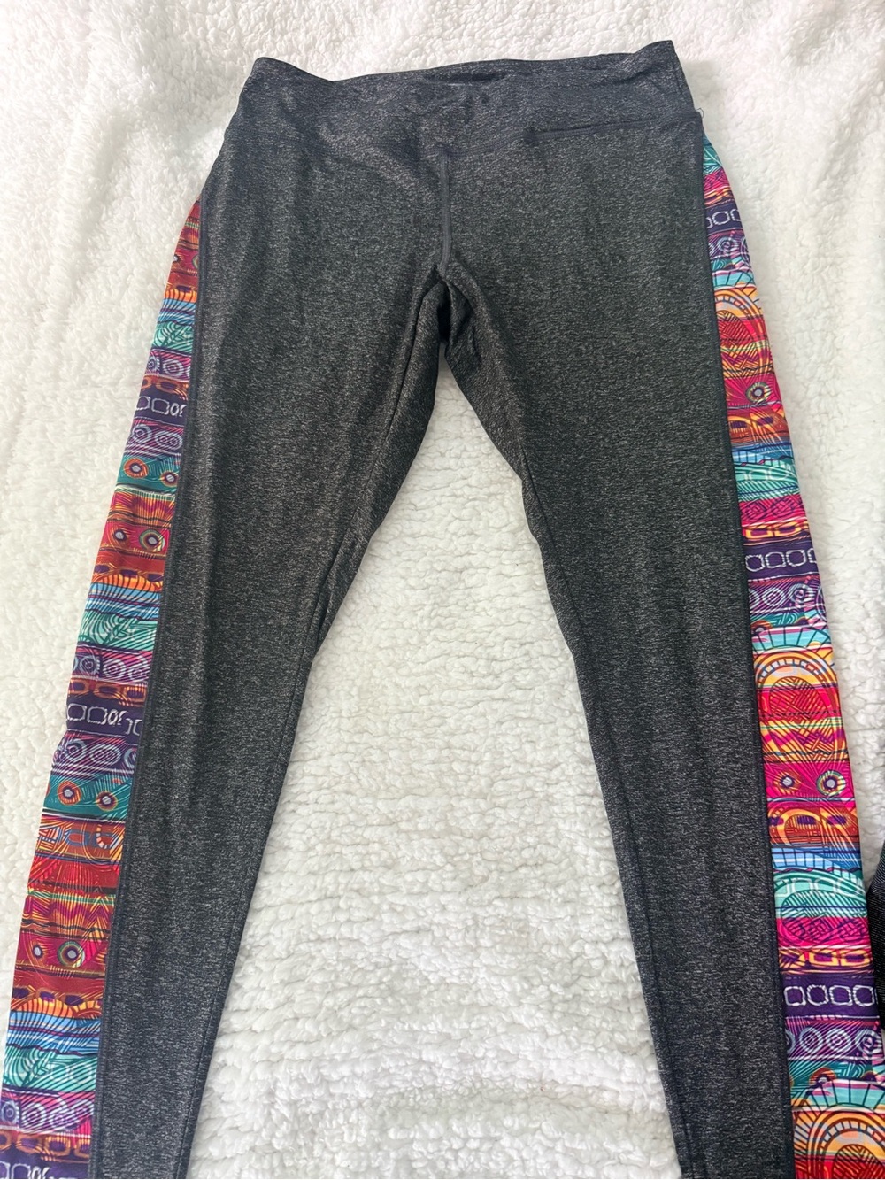 Gray athletic Leggings with Colorful Side Stripe
